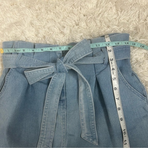 Mele & Pere Paper Bag Waist Tie Denim Shorts - Picture 13 of 14